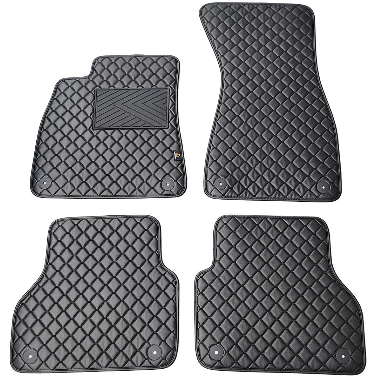 Eco leather mats QuiltyMats AUDI A6 from 2018 (C8) (Black / black stitching)