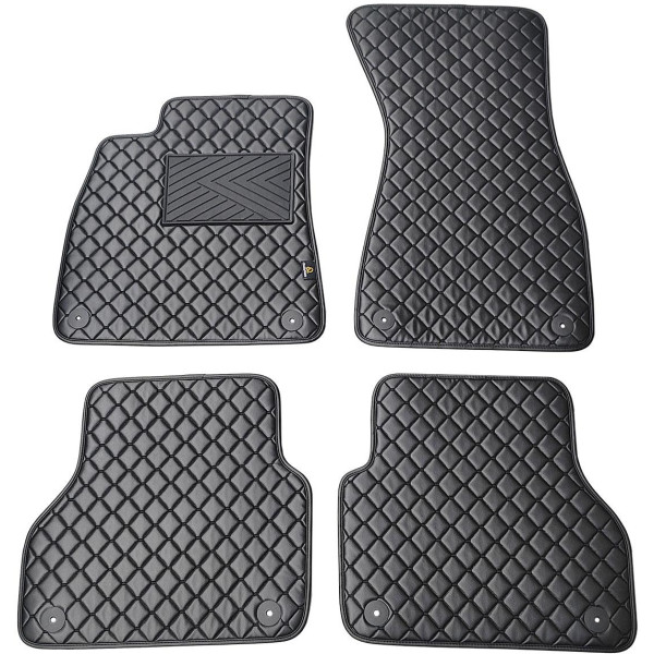 Eco leather mats QuiltyMats AUDI A6 from 2018 (C8) (Black / black stitching)