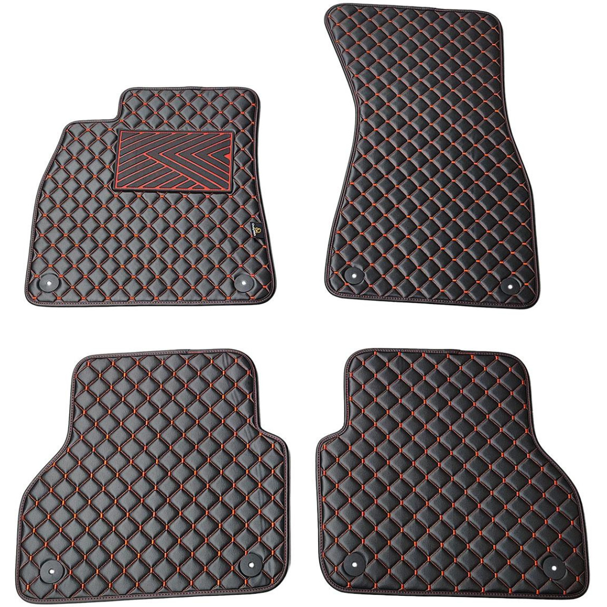 Eco leather mats QuiltyMats AUDI A7 2018-2025 (Black / red stitching)