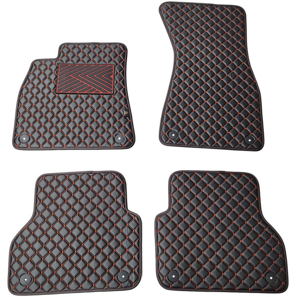 Eco leather mats QuiltyMats AUDI A7 2018-2025 (Black / red stitching)