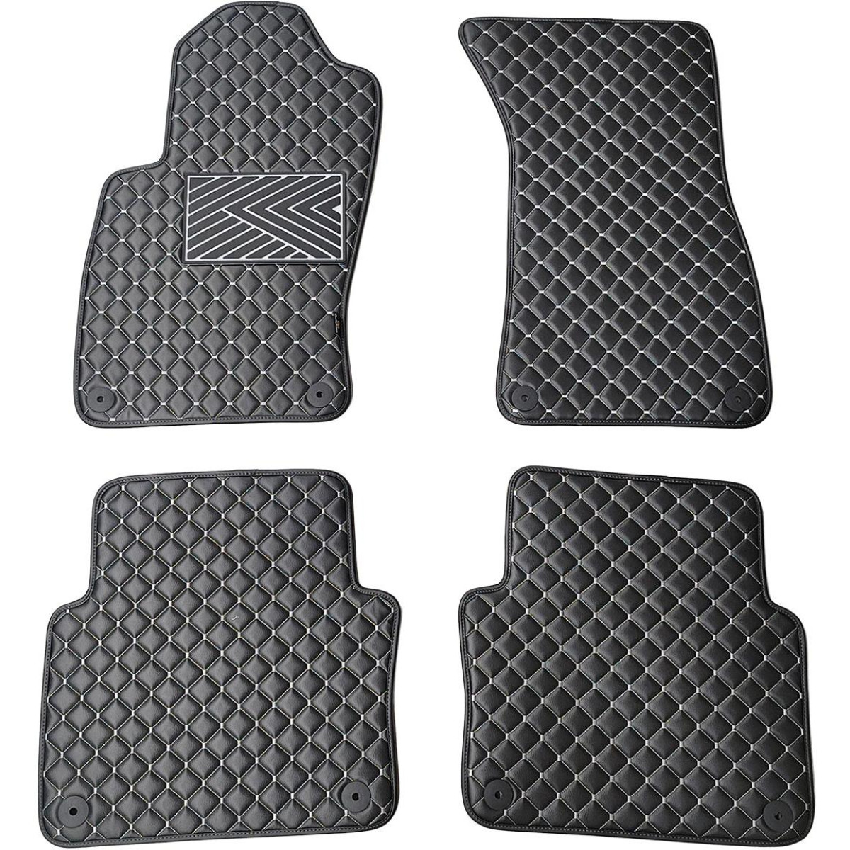 Eco leather mats QuiltyMats AUDI A8 2002-2009 (D3) (Black / gray stitching)