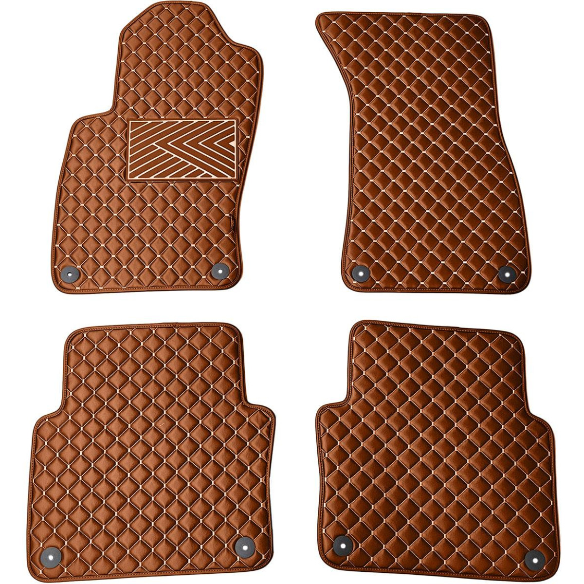 Eco leather mats QuiltyMats AUDI A8 2002-2009 (D3) (Brown / brown stitching)