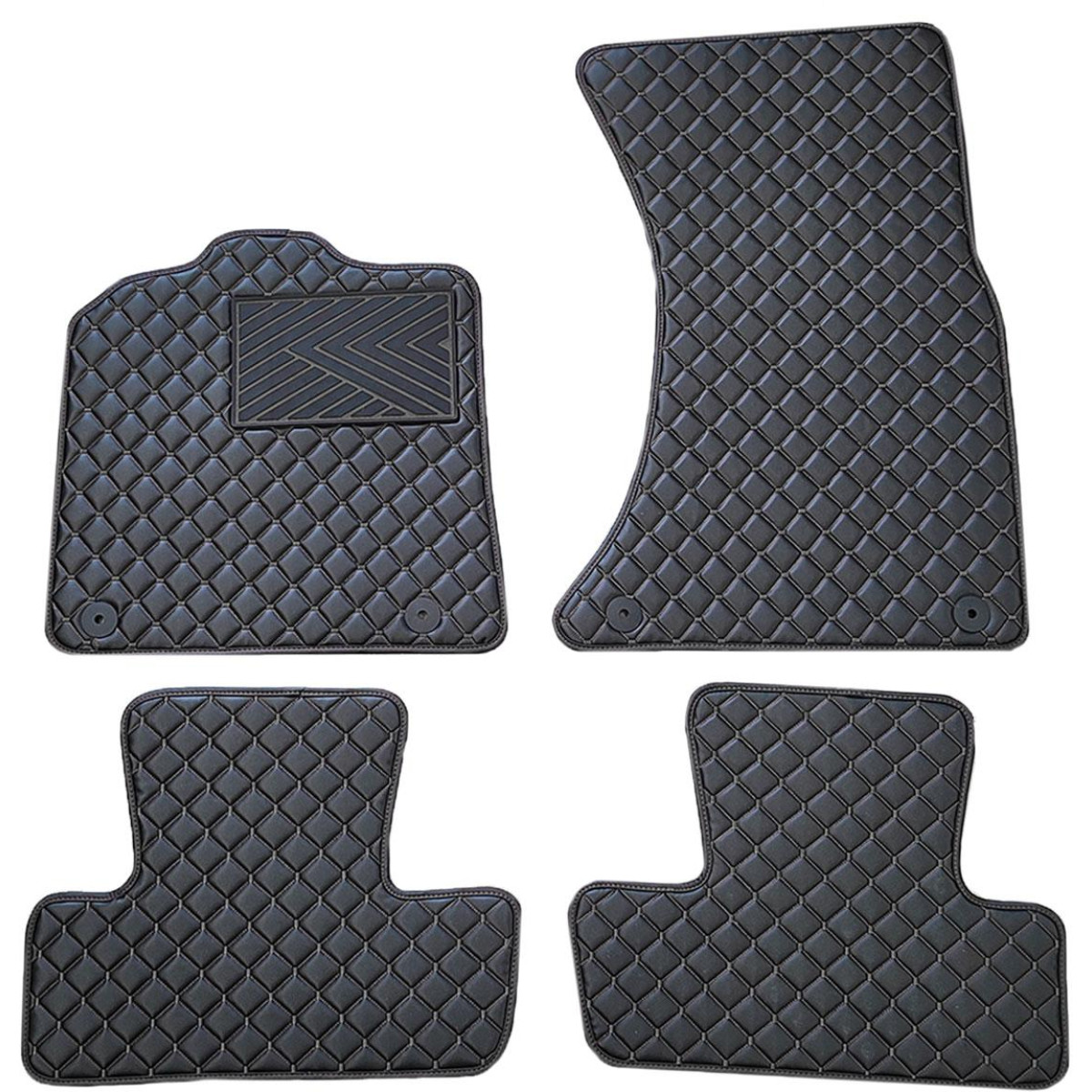 Eco leather mats QuiltyMats AUDI Q5 2008-2016 (Black / black stitching)