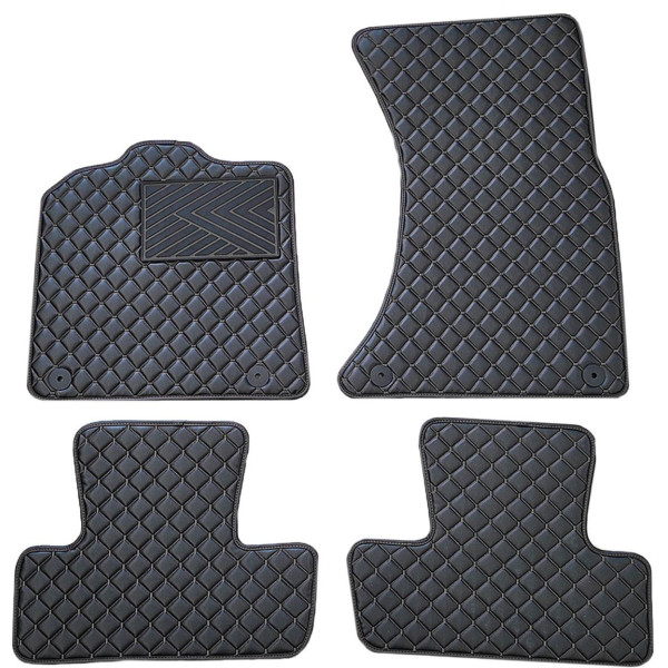 Eco leather mats QuiltyMats AUDI Q5 2008-2016 (Black / black stitching)