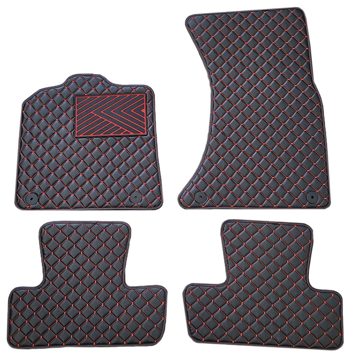 Eco leather mats QuiltyMats AUDI Q5 2008-2016 (Black / red stitching)