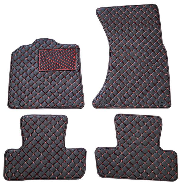 Eco leather mats QuiltyMats AUDI Q5 2008-2016 (Black / red stitching)
