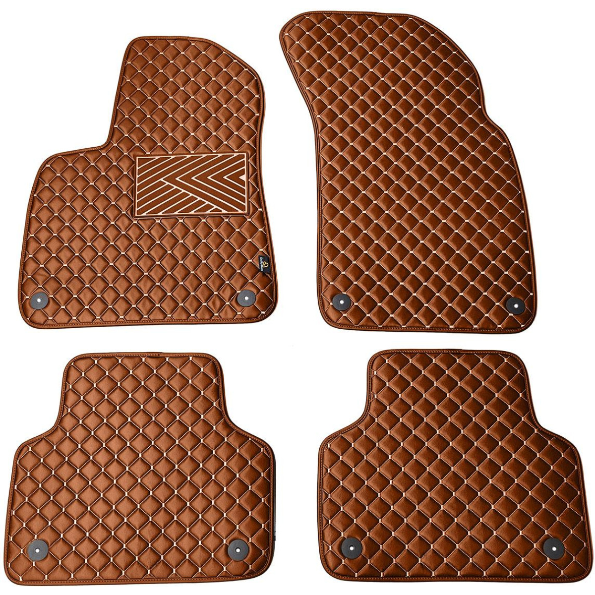 Eco leather mats QuiltyMats AUDI Q7 from 2015 (Brown / brown stitching)