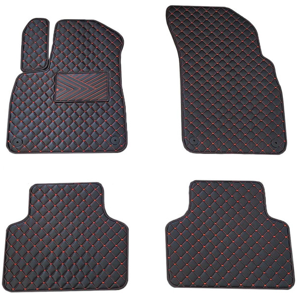 Eco leather mats QuiltyMats AUDI Q8 from 2018 (Black / red stitching)