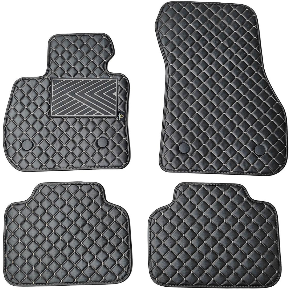 Eco leather mats QuiltyMats BMW 2 ser. 2014-2021 (F45) (Black / gray stitching)