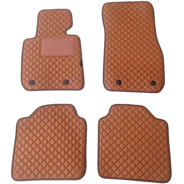 Eco leather mats QuiltyMats BMW 3 ser. 2014-2020 (GT F34) (Brown / brown stitching)