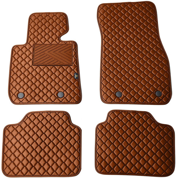 Eco leather mats QuiltyMats BMW 3 ser. from 2019 (G20/G21) (Brown / brown stitching)