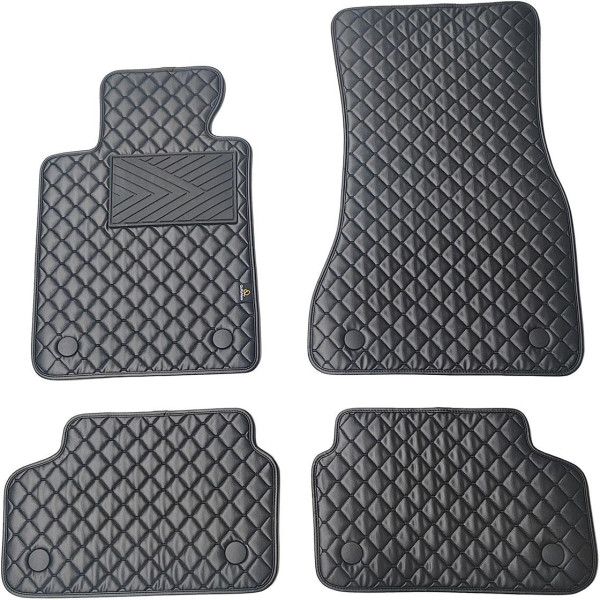 Eco leather mats QuiltyMats BMW 5 ser. 2016-2023 (G30/G31) (Black / black stitching)