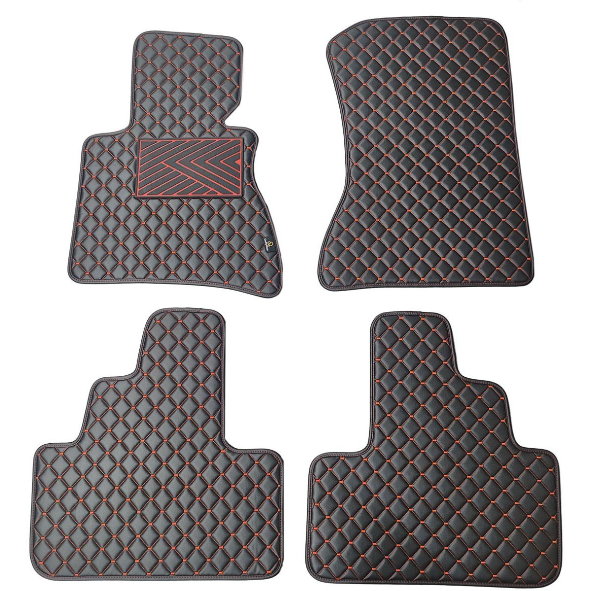 Eco leather mats QuiltyMats BMW X3 2003-2010 (E83) (Black / red stitching)