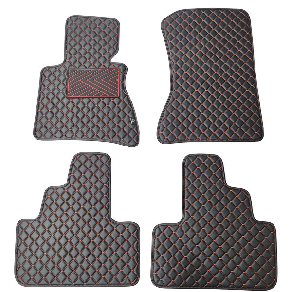 Eco leather mats QuiltyMats BMW X3 2003-2010 (E83) (Black / red stitching)