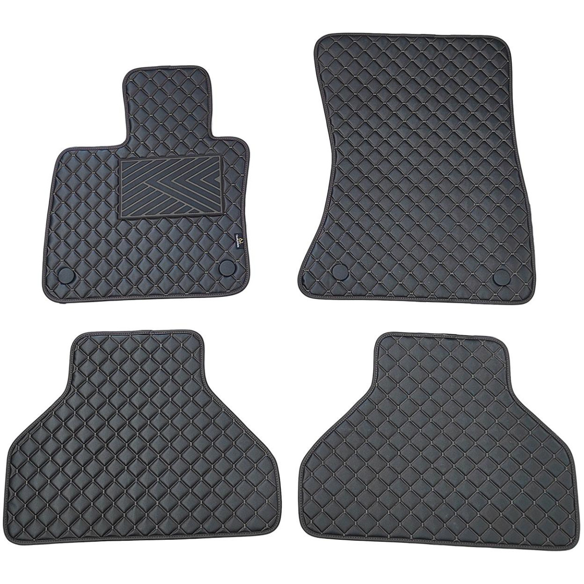 Eco leather mats QuiltyMats BMW X5 2007-2013 (E70) (Black / black stitching)