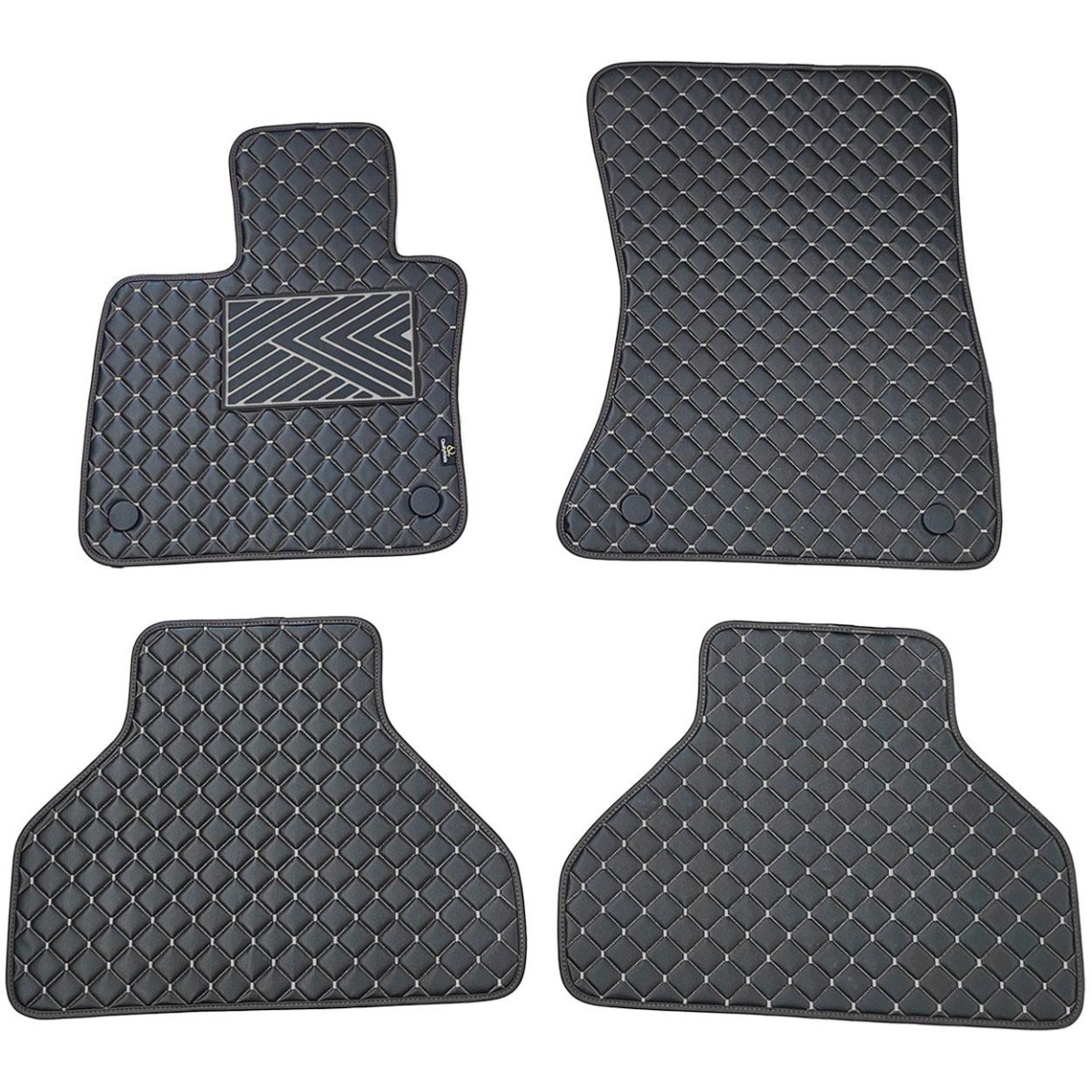 Eco leather mats QuiltyMats BMW X5 2007-2013 (E70) (Black / gray stitching)