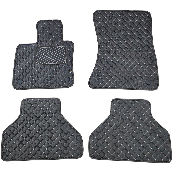 Eco leather mats QuiltyMats BMW X5 2007-2013 (E70) (Black / gray stitching)