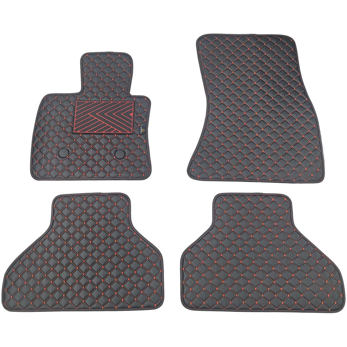 Eco leather mats QuiltyMats BMW X5 2013-2018 (F15) (Black / red stitching)
