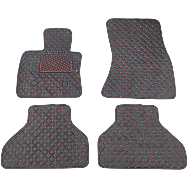 Eco leather mats QuiltyMats BMW X5 2013-2018 (F15) (Black / red stitching)