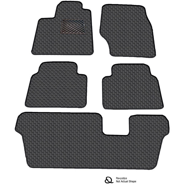 Eco leather mats QuiltyMats PEUGEOT TRAVELLER from 2024 (I, II and III eilės) (Black / gray stitching)