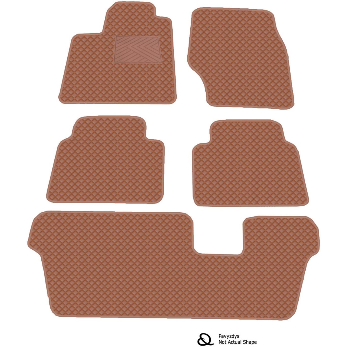 Eco leather mats QuiltyMats PEUGEOT TRAVELLER from 2024 (I, II and III eilės) (Brown / brown stitching)