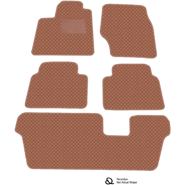Eco leather mats QuiltyMats PEUGEOT TRAVELLER from 2024 (I, II and III eilės) (Brown / brown stitching)
