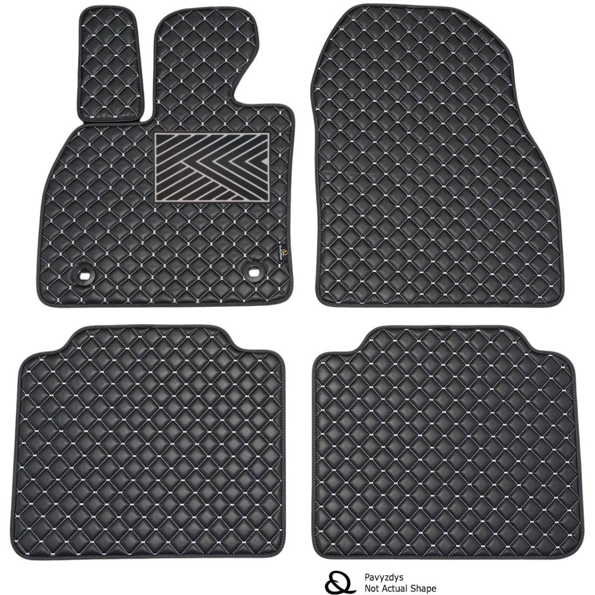 Eco leather mats QuiltyMats MG 3 from 2024 (Black / red stitching)