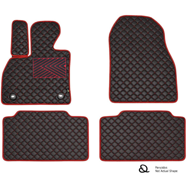 Eco leather mats QuiltyMats SUZUKI GRAND VITARA 2005-2015 (USA) (Black / red stitching)
