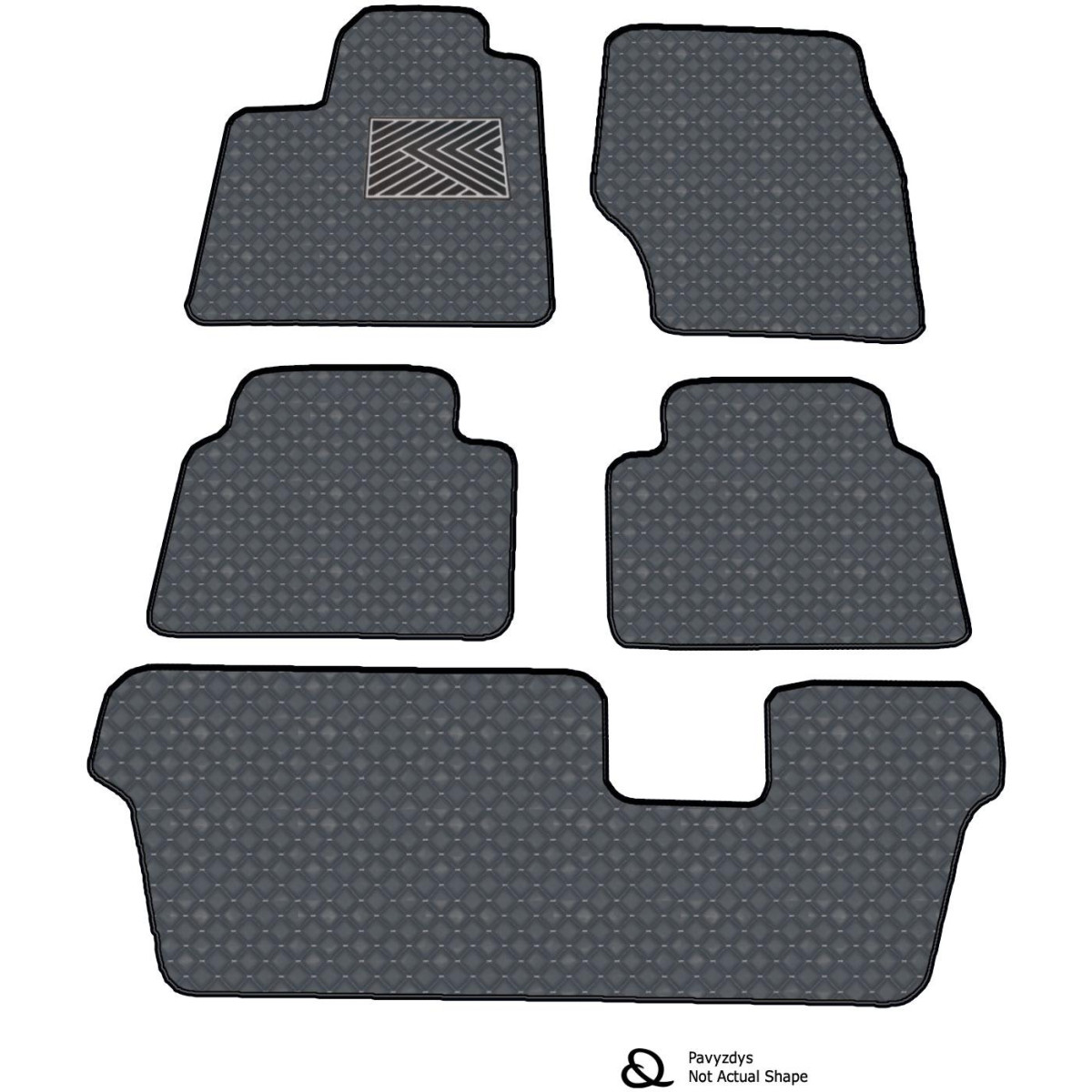 Eco leather mats QuiltyMats VOLVO XC90 2002-2014 (7v., I, II and III eilės) (Grey / gray stitching)