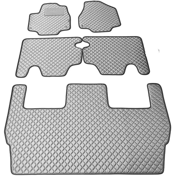 Eco leather mats QuiltyMats CHRYSLER PACIFICA from 2016 (I, II and III eilės, 5 pcs) (Grey / gray stitching)