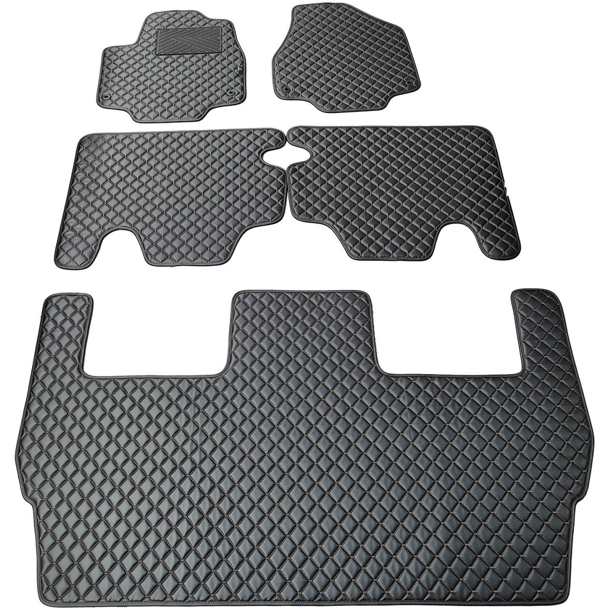 Eco leather mats QuiltyMats CHRYSLER PACIFICA from 2016 (Black / black stitching)