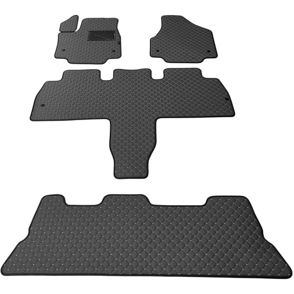 Eco leather mats QuiltyMats CHRYSLER PACIFICA from 2021 (I, II and III eilės, Hibridas) (Black / gray stitching)
