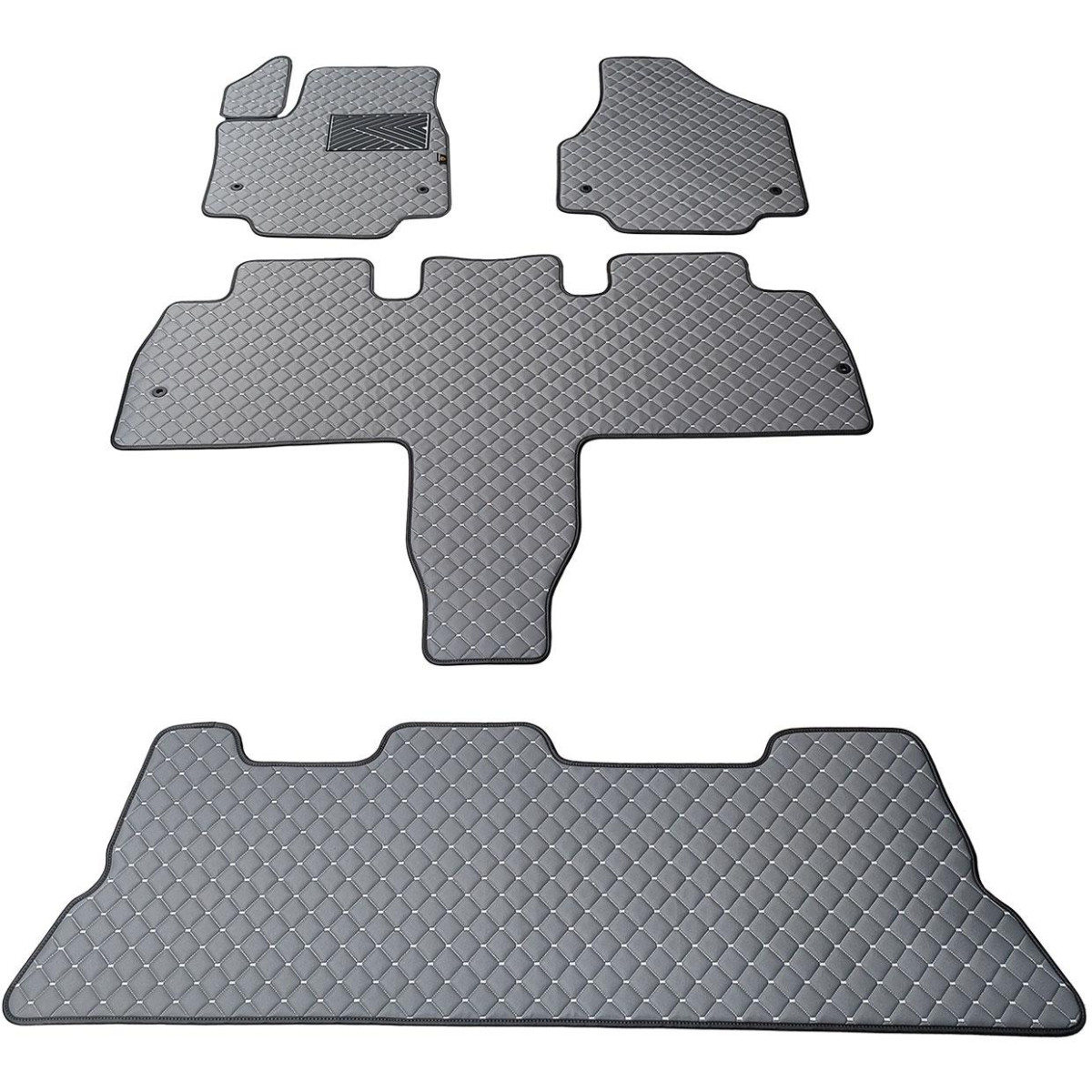 Eco leather mats QuiltyMats CHRYSLER PACIFICA from 2021 (I, II and III eilės, Hibridas) (Grey / gray stitching)