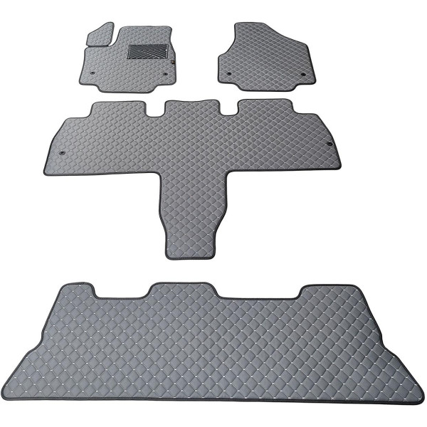 Eco leather mats QuiltyMats CHRYSLER PACIFICA from 2021 (I, II and III eilės, Hibridas) (Grey / gray stitching)