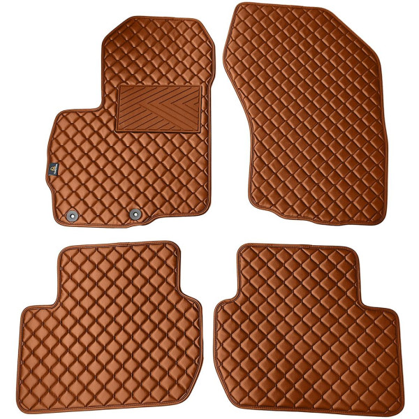 Eco leather mats QuiltyMats CITROEN C-CROSSER 2007-2012 (Brown / brown stitching)