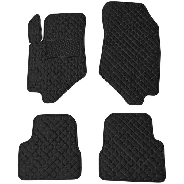 Eco leather mats QuiltyMats PEUGEOT 208 from 2019 (Black / black stitching)