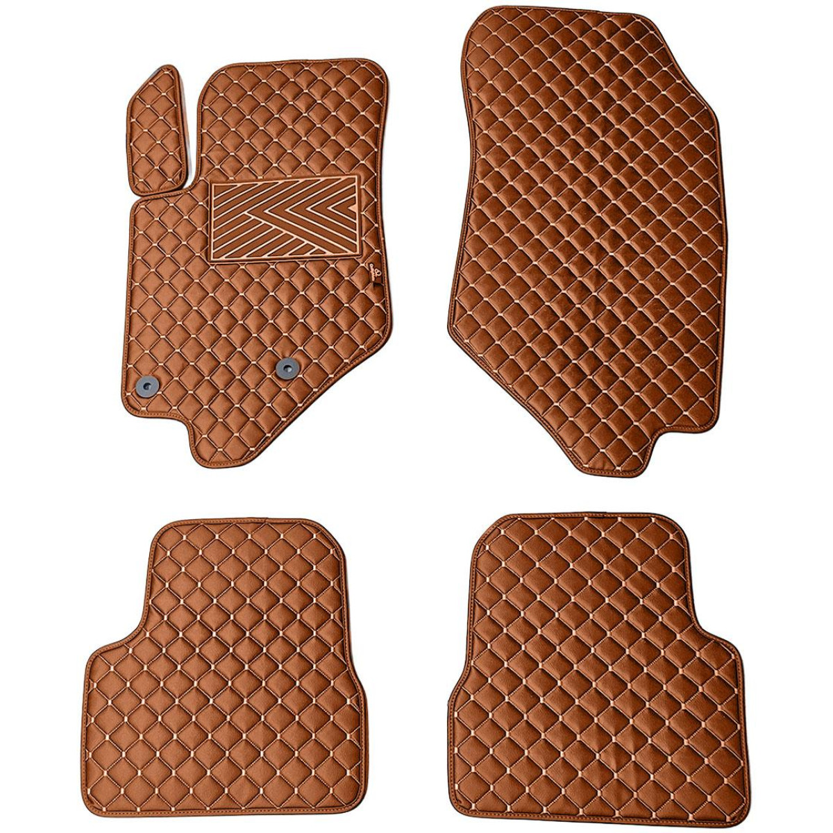 Eco leather mats QuiltyMats PEUGEOT 2008 from 2019 (Brown / brown stitching)