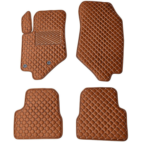 Eco leather mats QuiltyMats PEUGEOT 208 from 2019 (Brown / brown stitching)