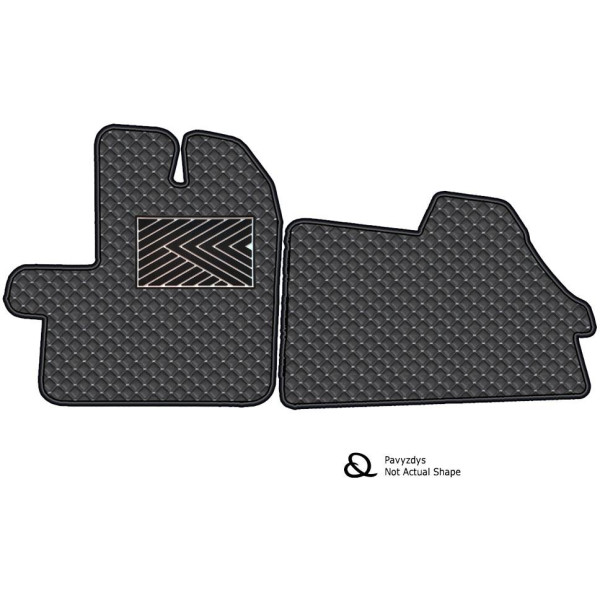Eco leather mats QuiltyMats PEUGEOT EXPERT from 2016 (I row) (Black / gray stitching)