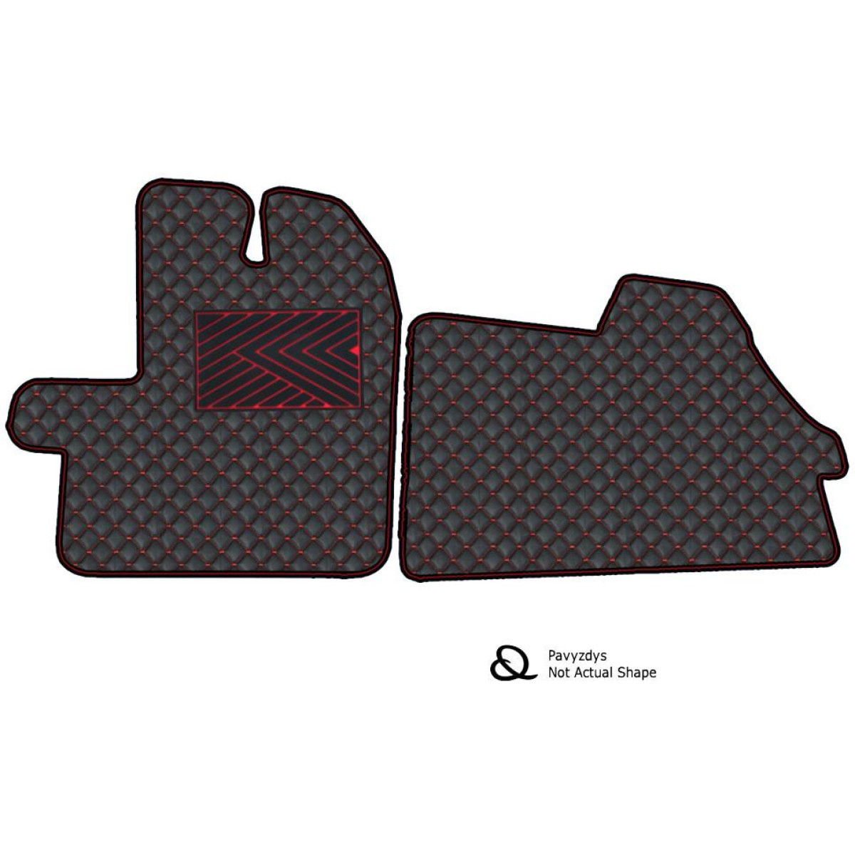 Eco leather mats QuiltyMats PEUGEOT EXPERT from 2016 (I row) (Black / red stitching)