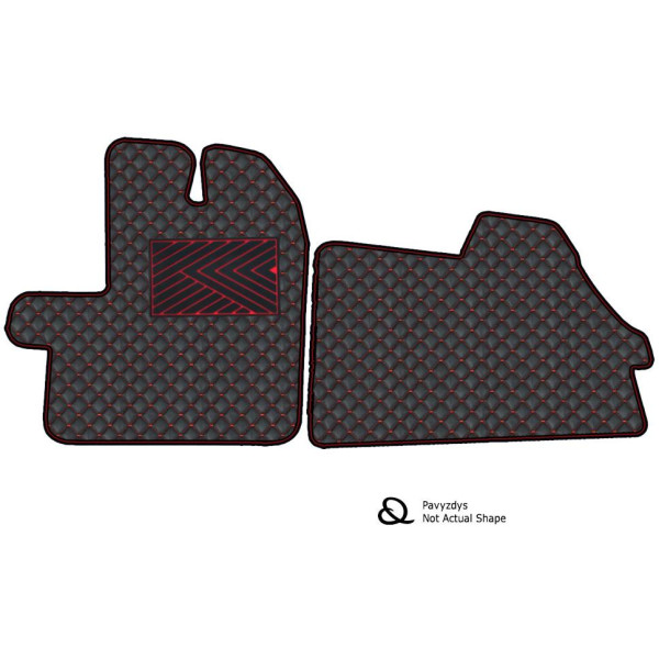 Eco leather mats QuiltyMats PEUGEOT EXPERT from 2016 (I row) (Black / red stitching)
