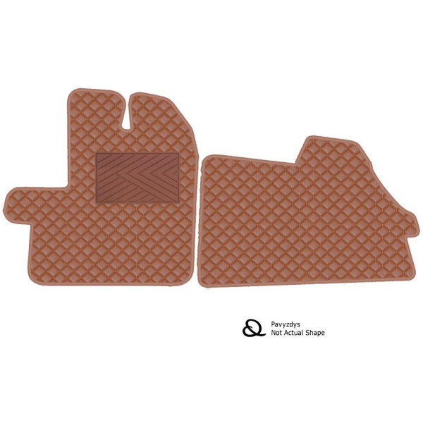 Eco leather mats QuiltyMats PEUGEOT EXPERT from 2016 (I row) (Brown / brown stitching)
