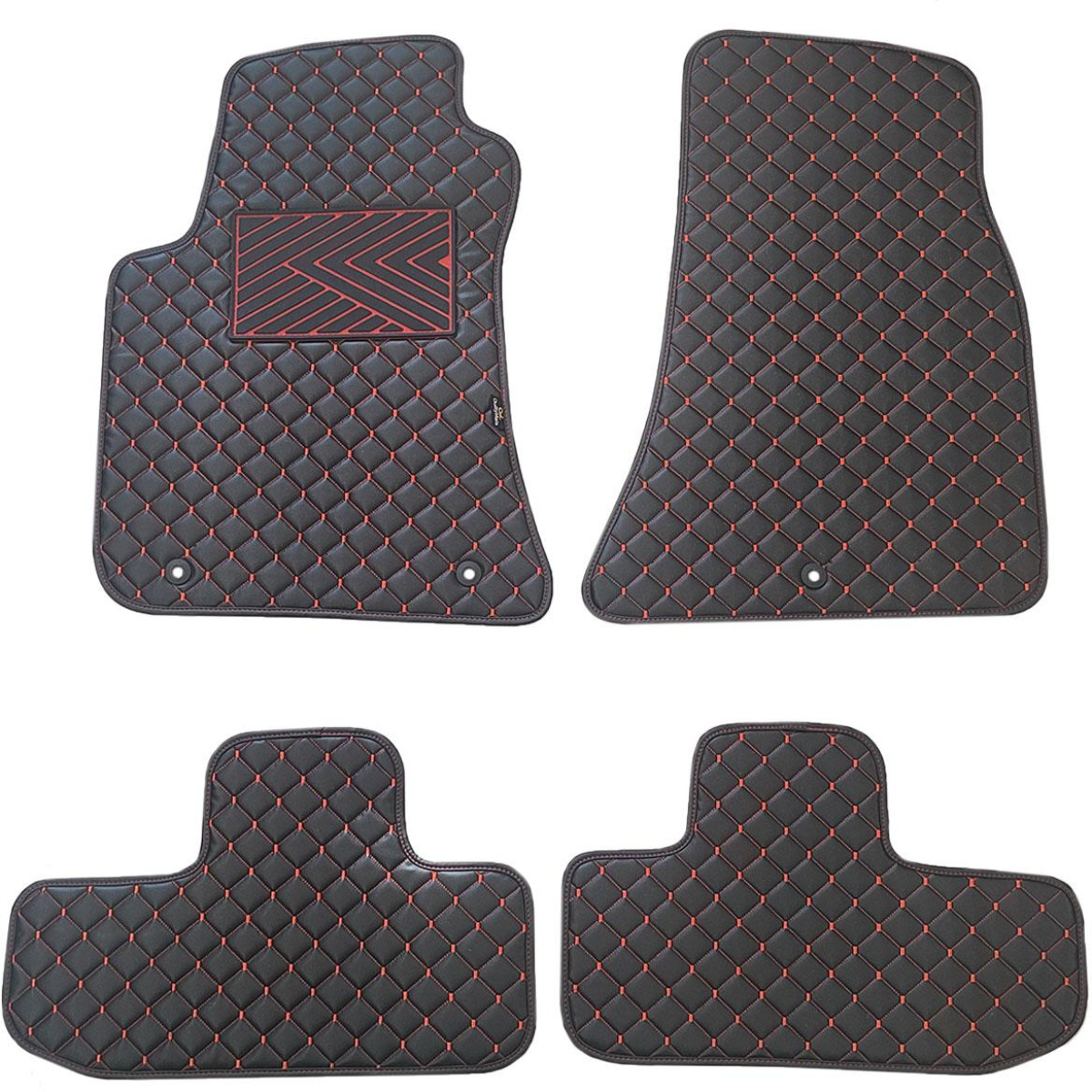 Eco leather mats QuiltyMats DODGE CHALLENGER 2008-2023 (Black / red stitching)