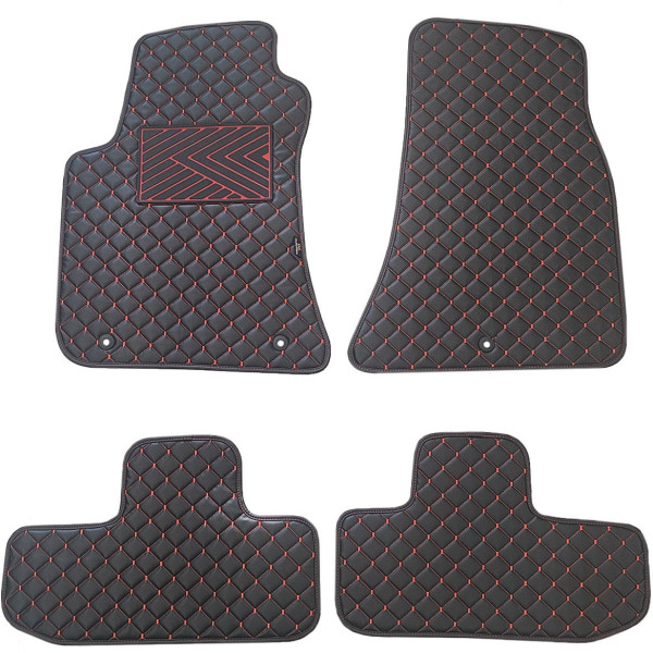 Eco leather mats QuiltyMats DODGE CHALLENGER 2008-2023 (Black / red stitching)