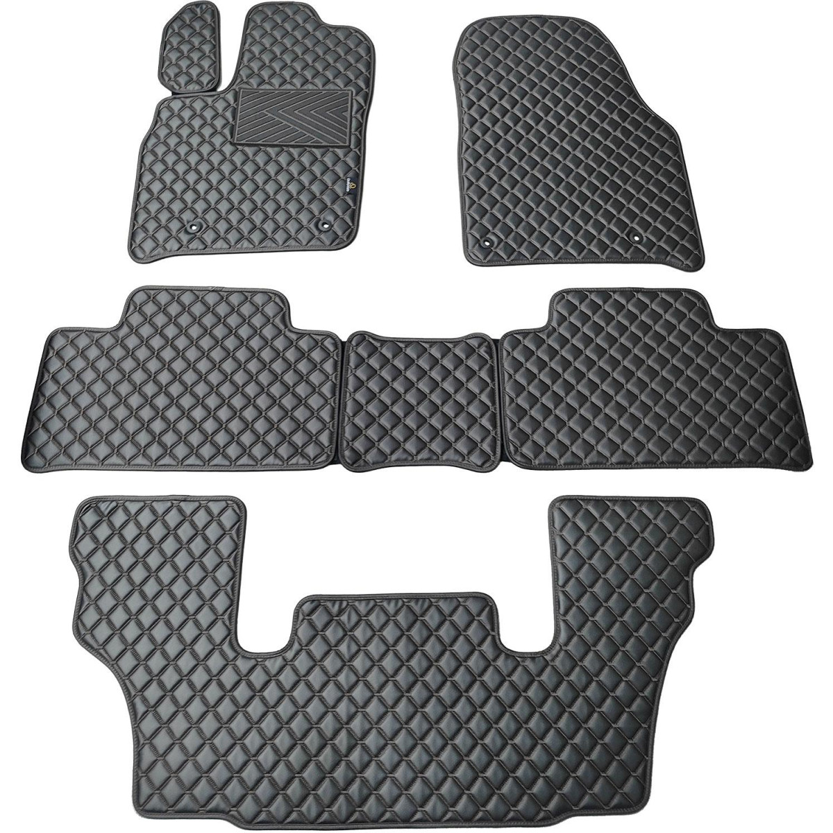 Eco leather mats QuiltyMats DODGE DURANGO from 2011 (I, II and III eilės 6v.) (Black / black stitching)