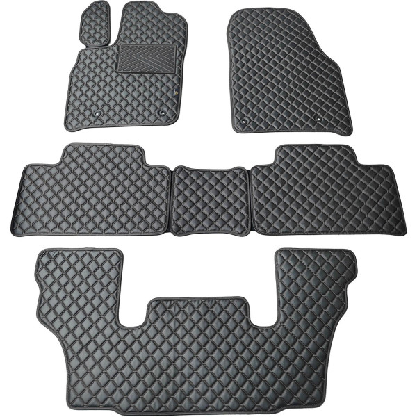 Eco leather mats QuiltyMats DODGE DURANGO from 2011 (I, II and III eilės 6v.) (Black / black stitching)
