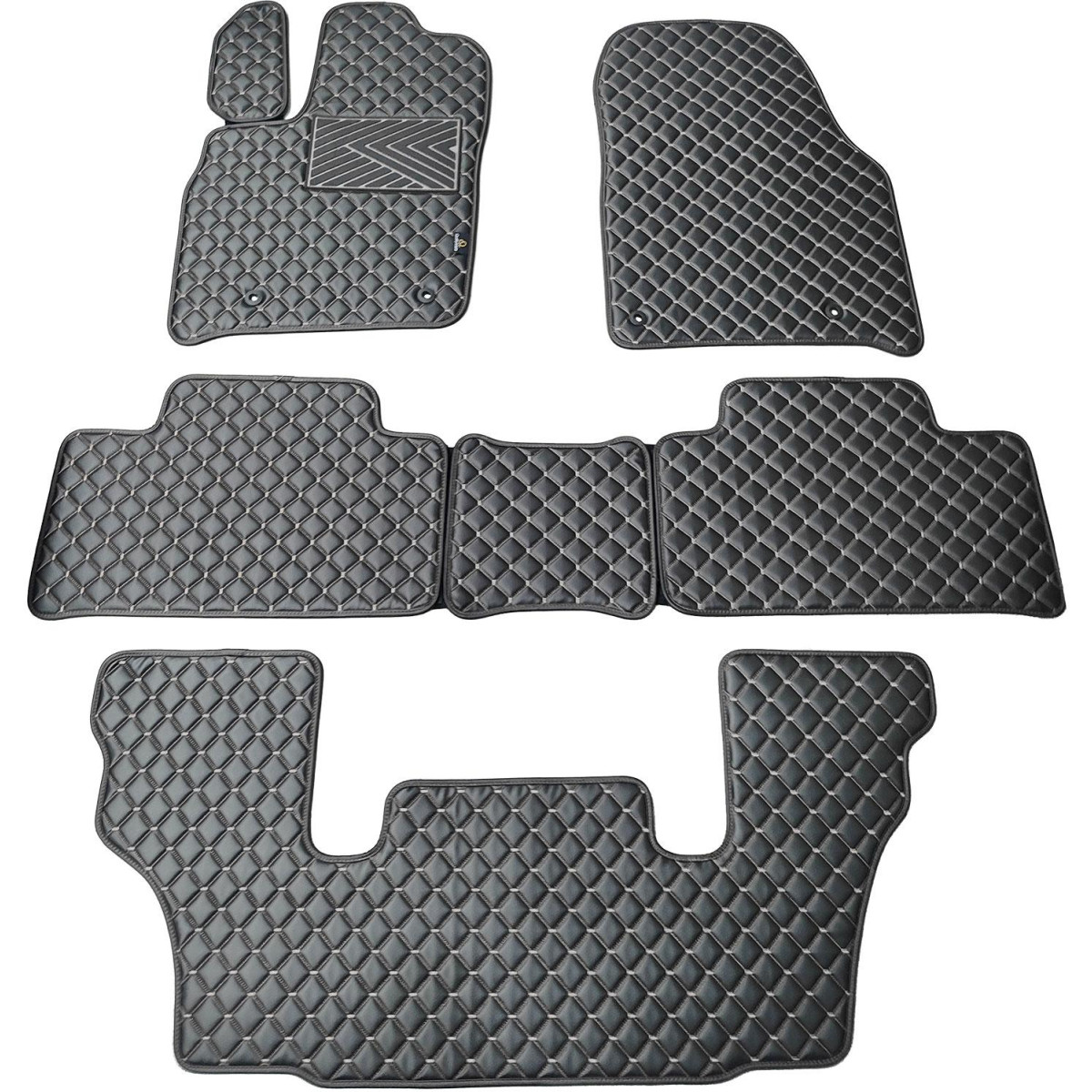 Eco leather mats QuiltyMats DODGE DURANGO from 2011 (I, II and III eilės 6v.) (Black / gray stitching)