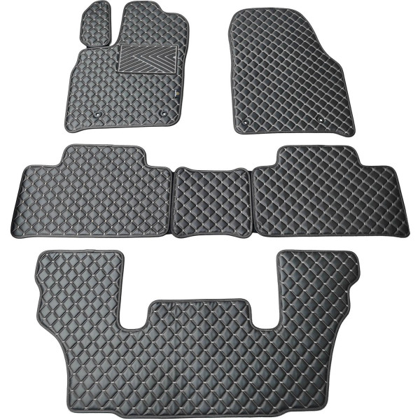 Eco leather mats QuiltyMats DODGE DURANGO from 2011 (I, II and III eilės 6v.) (Black / gray stitching)