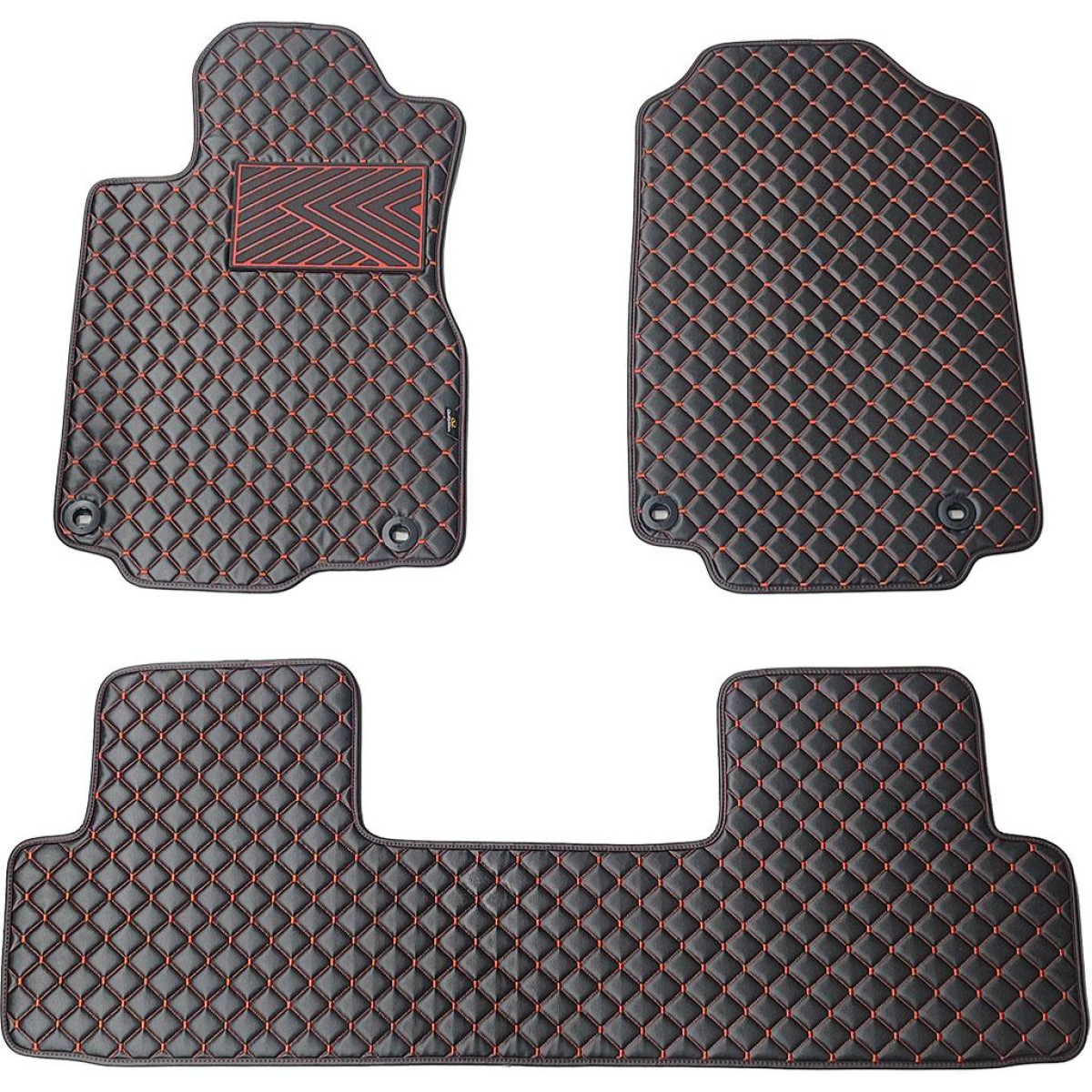 Eco leather mats QuiltyMats HONDA CR-V 2012-2016 (USA) (Black / red stitching)