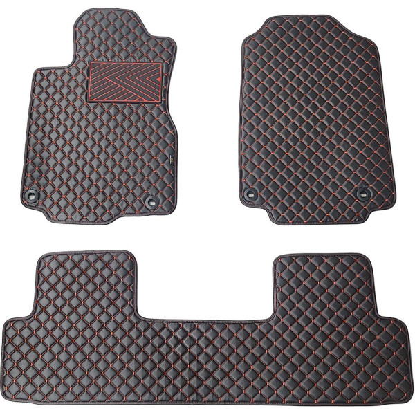 Eco leather mats QuiltyMats HONDA CR-V 2012-2016 (USA) (Black / red stitching)